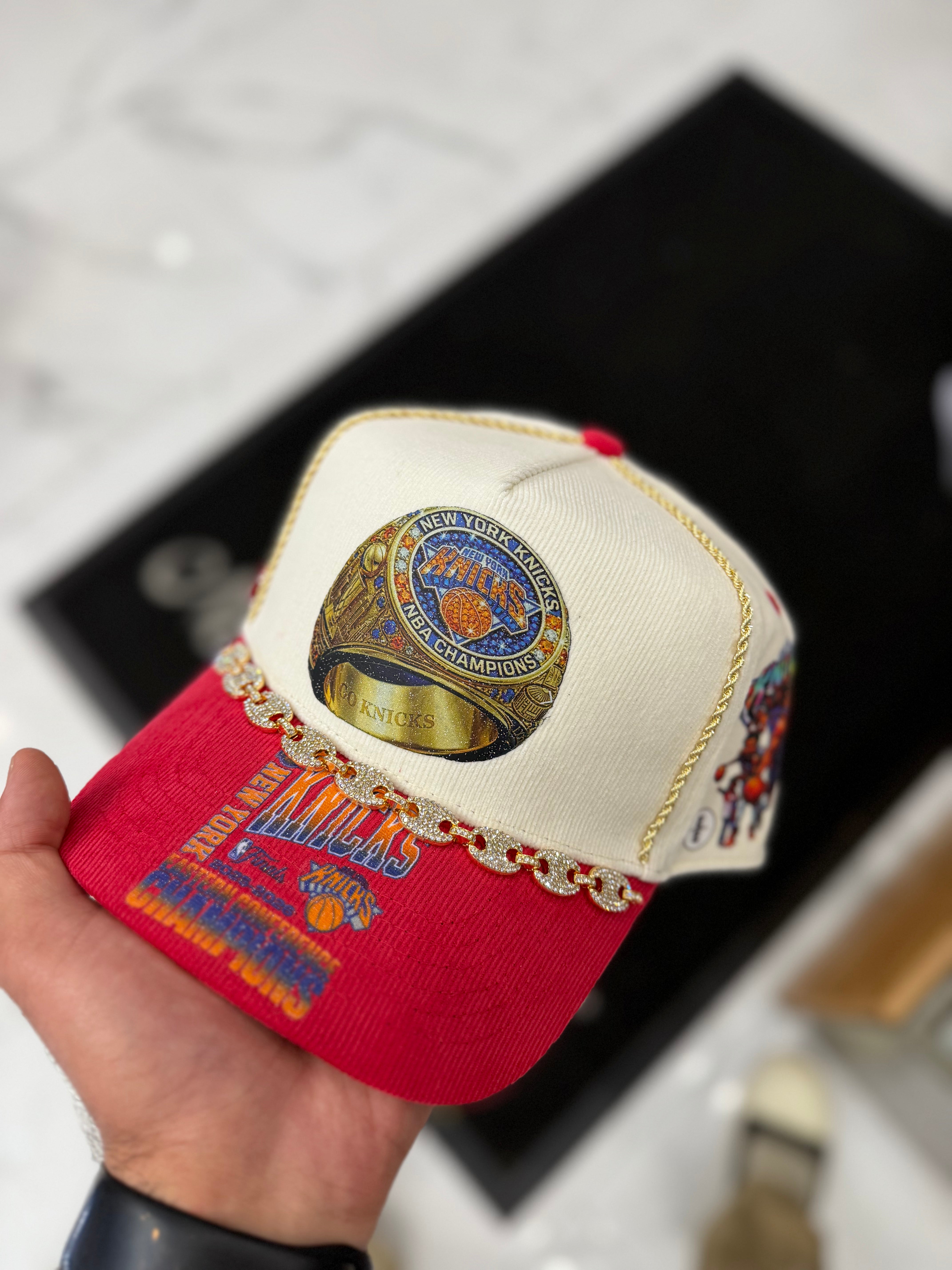 Eazy Era x Knicks Championship Ring - Hat - Cream Corduroy / Red Brim