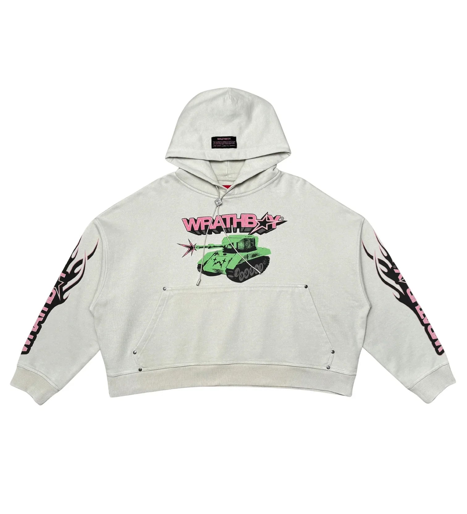 World At War Cropped Hoodie - Cement