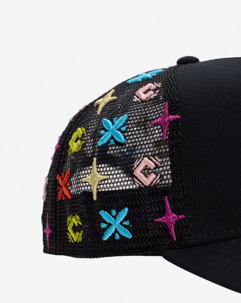 Cult Logo Pattern Trucker Hat - Black