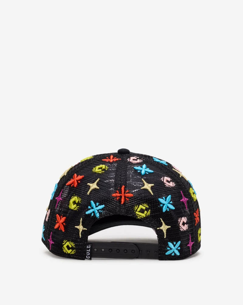 Cult Logo Pattern Trucker Hat - Black
