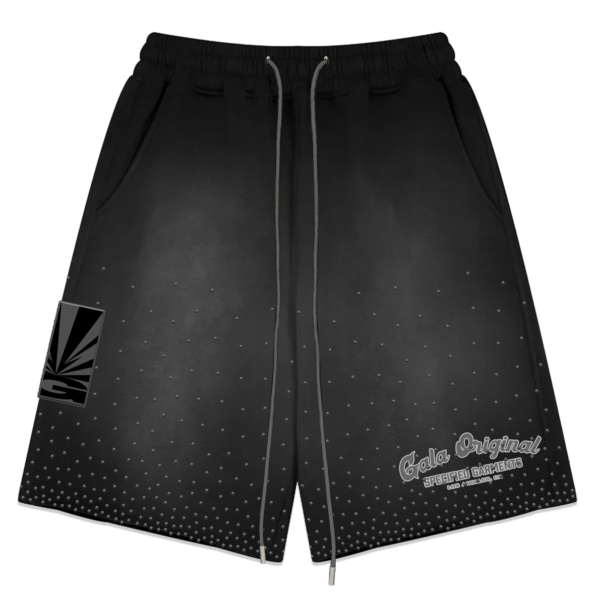 Rhinestone Terry Shorts - Black