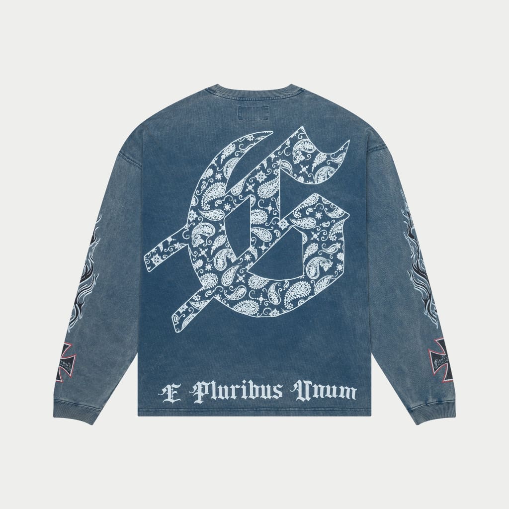 Hollywood Inferno Long Sleeve Shirt - Blue Wash