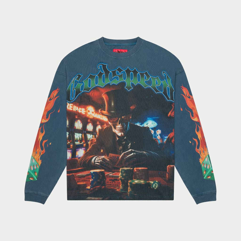 Life's A Gamble Long Sleeve Shirt - Blue Wash