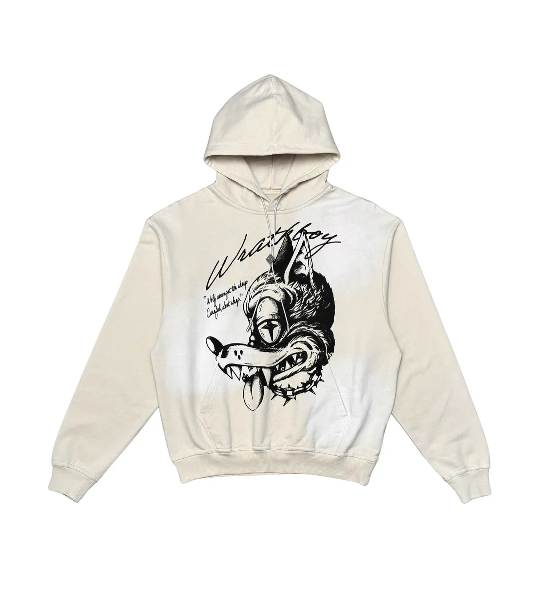 Wolf Head Gothic Hoodie - Natural