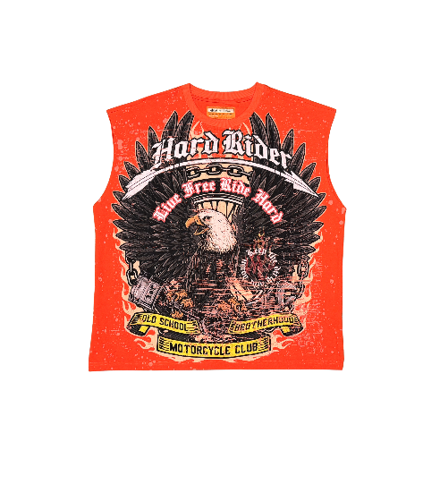 Hard Rider Sleeveless T Shirt - Orange