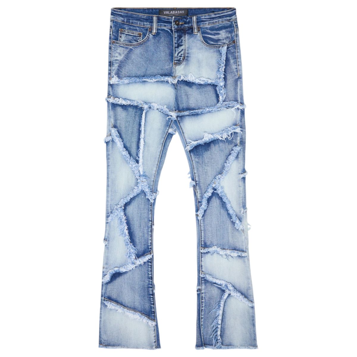 Patchwork Flare Jeans - Blue Wash