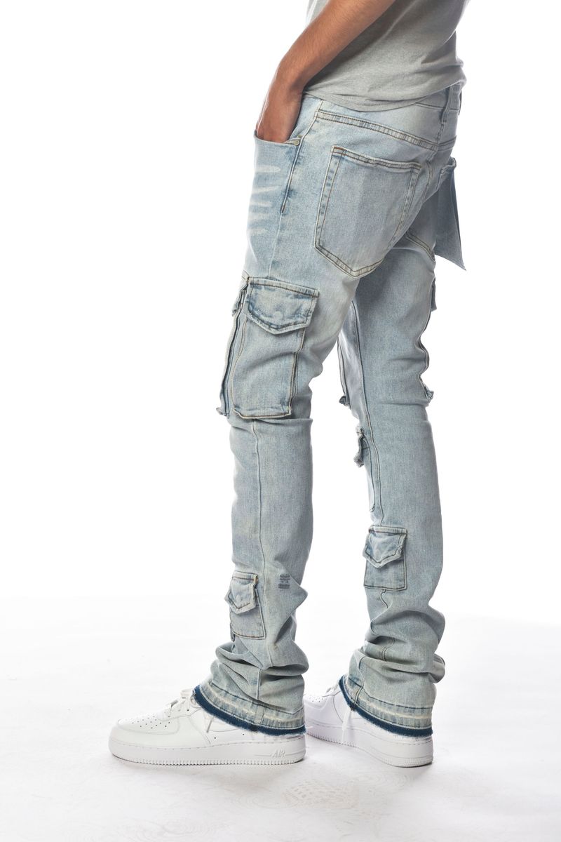 Gunzinii Flare Cargo Jeans - Light Blue
