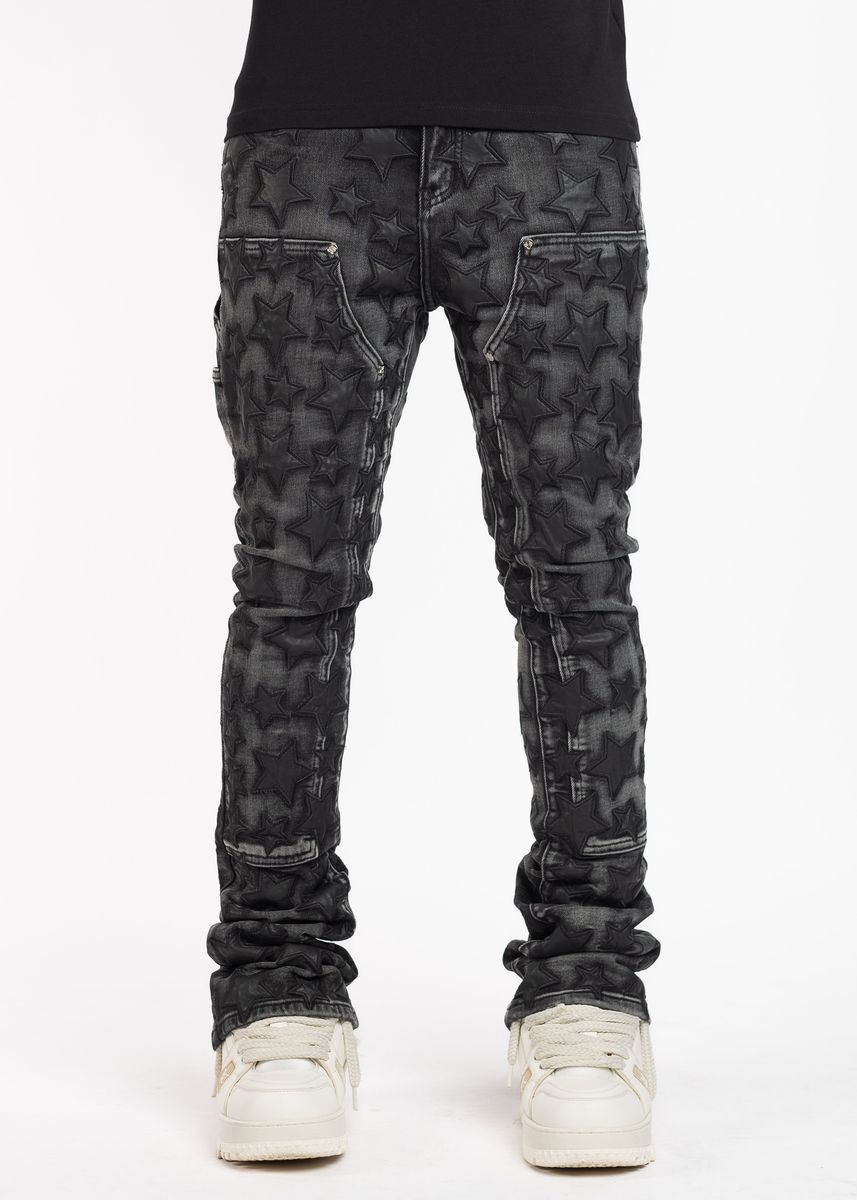 Obsidian Black Stars Denim - Black
