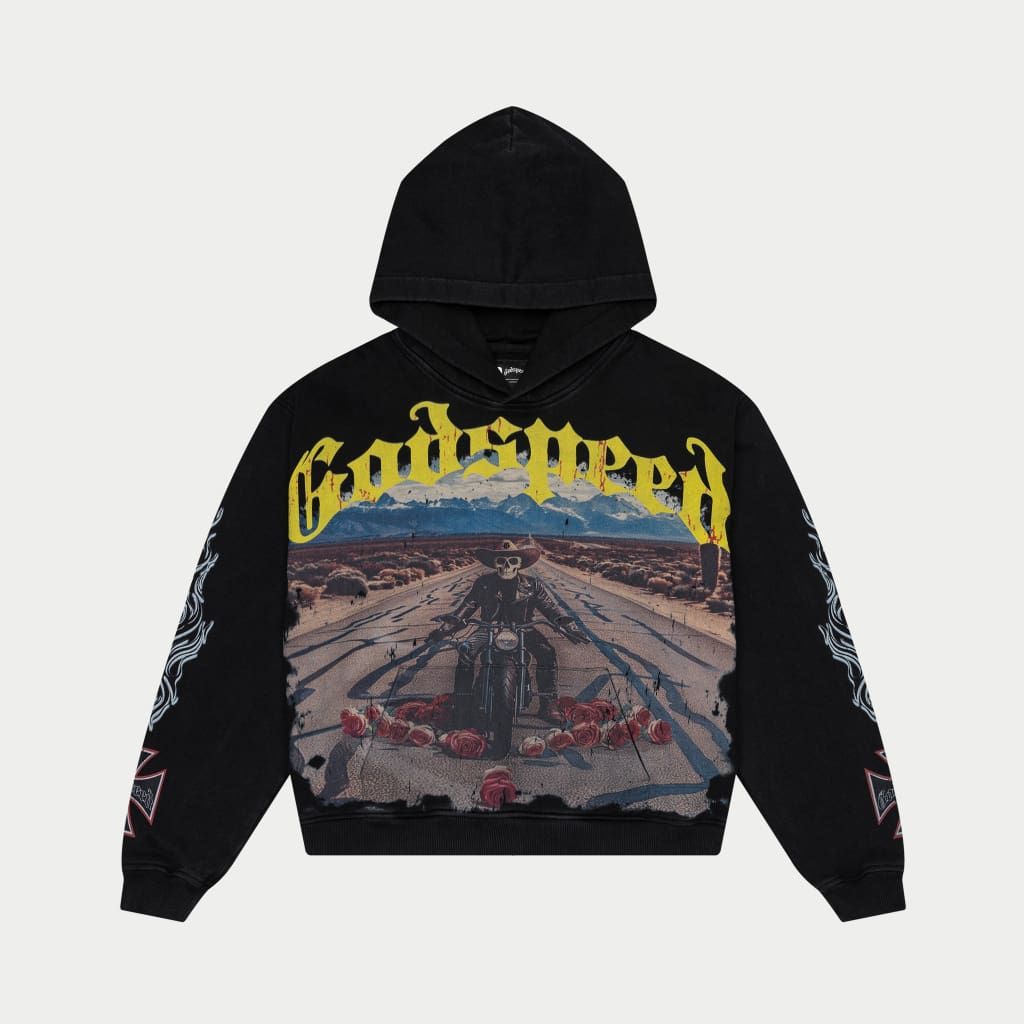 Long Lonely Road Hoodie - Black Wash