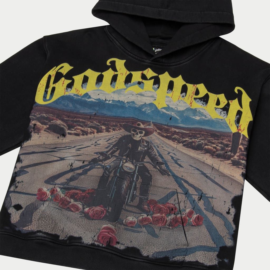 Long Lonely Road Hoodie - Black Wash