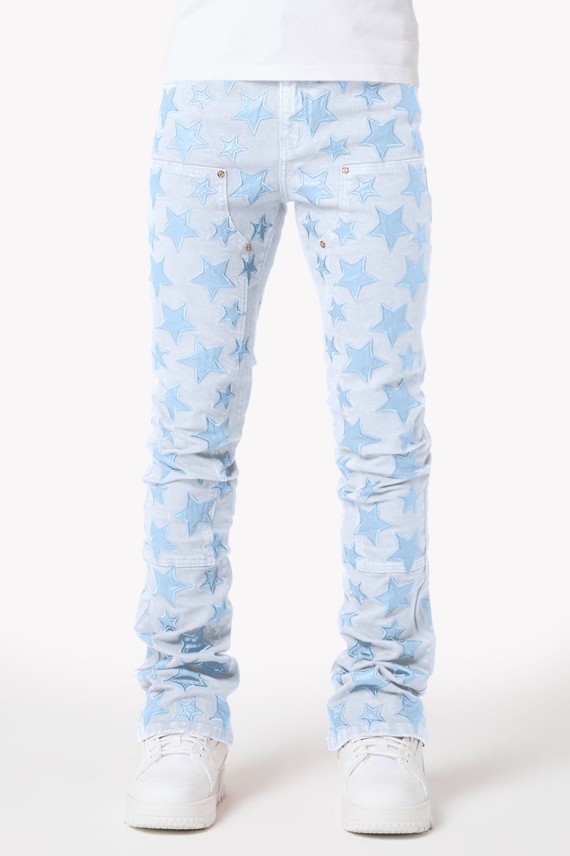 Aqua Blue Stars Denim - Blue