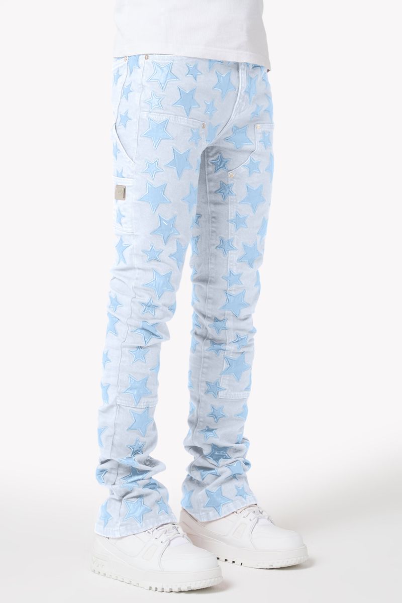 Aqua Blue Stars Denim - Blue