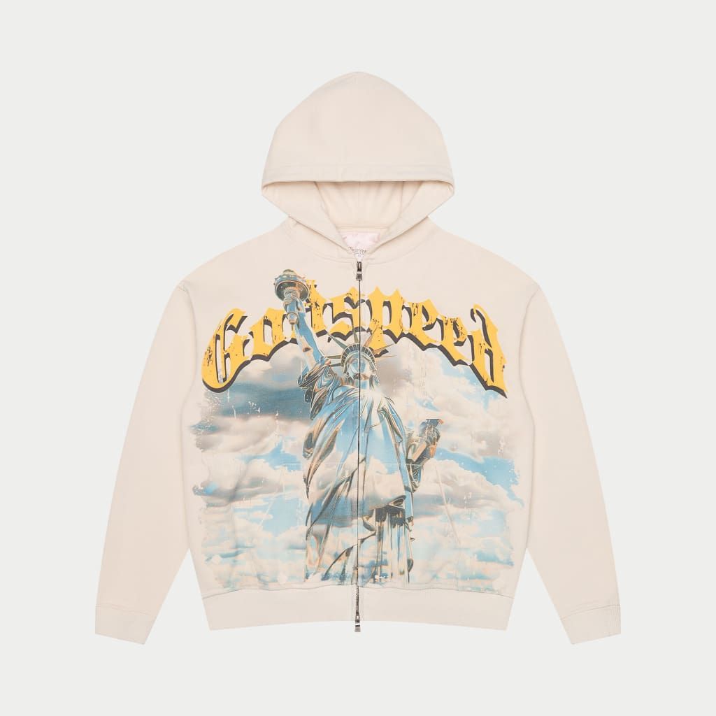 Chrome Liberty Zip Up Hoodie - Bone