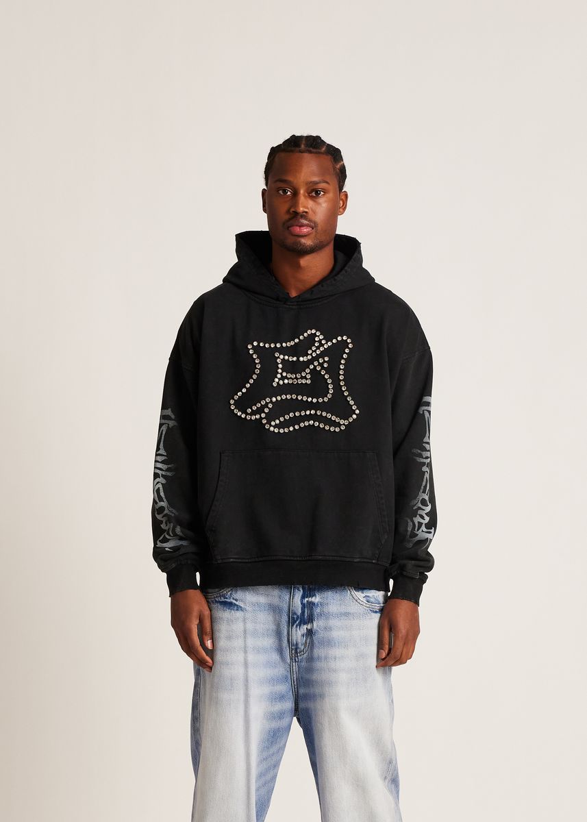 E Stud Hoodie - Black