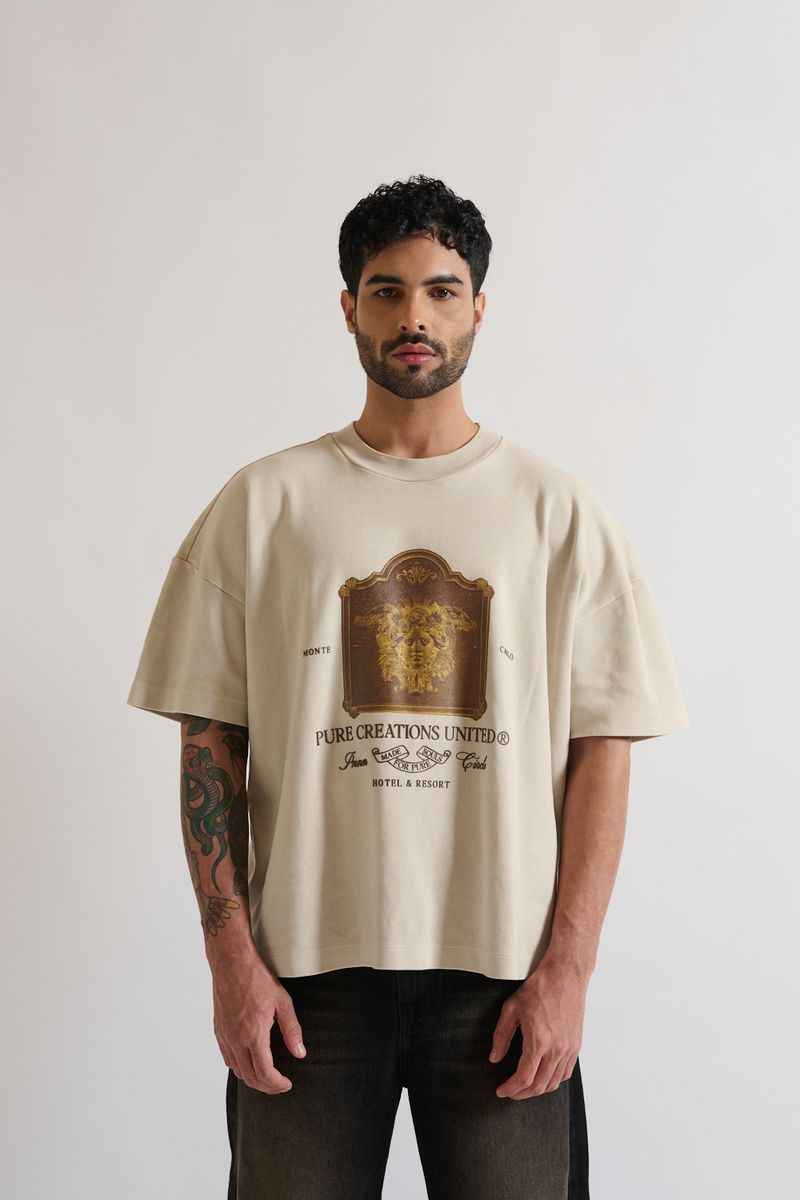 Monclair Inner Circle T-Shirt - Cream / Brown