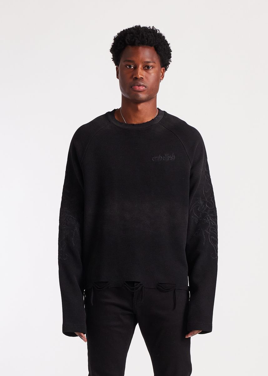 Ashen Thread Thermal Long-Sleeve Shirt - Black