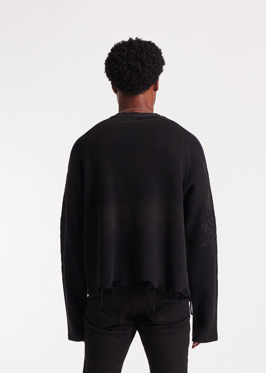 Ashen Thread Thermal Long-Sleeve Shirt - Black