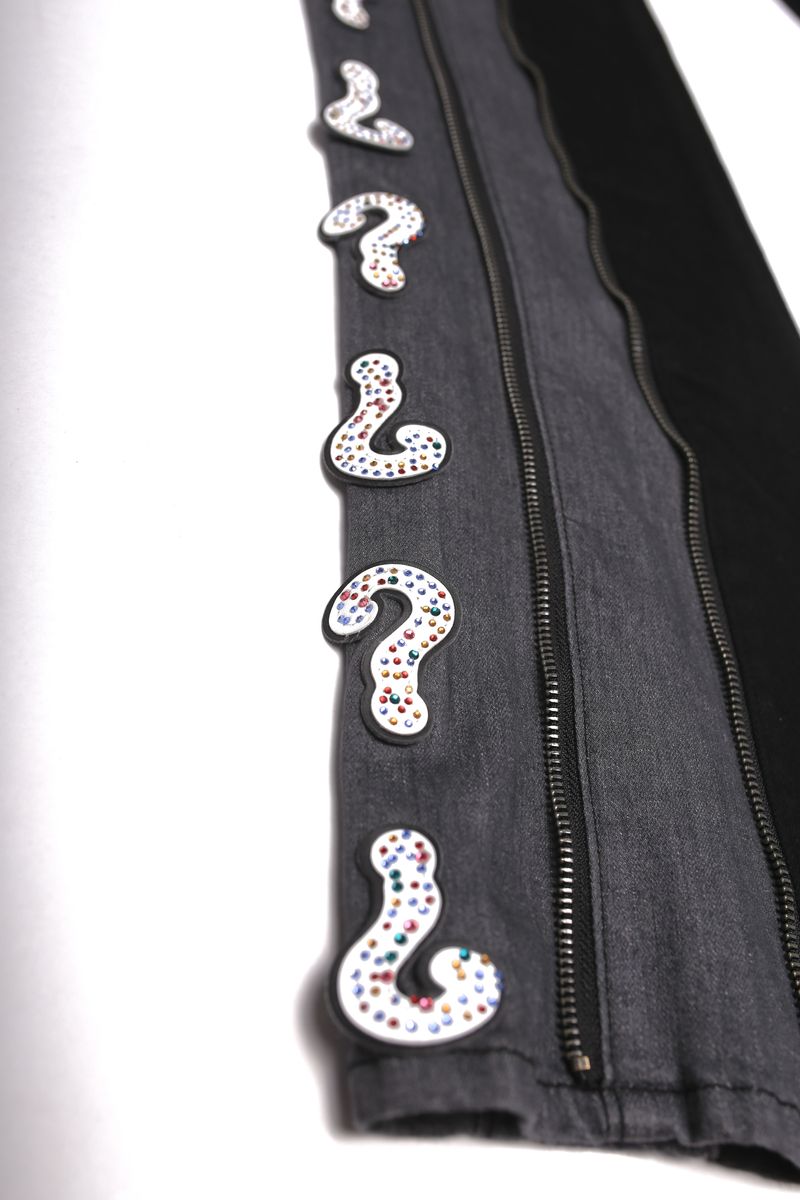 Question Mark Flare Denim - Black