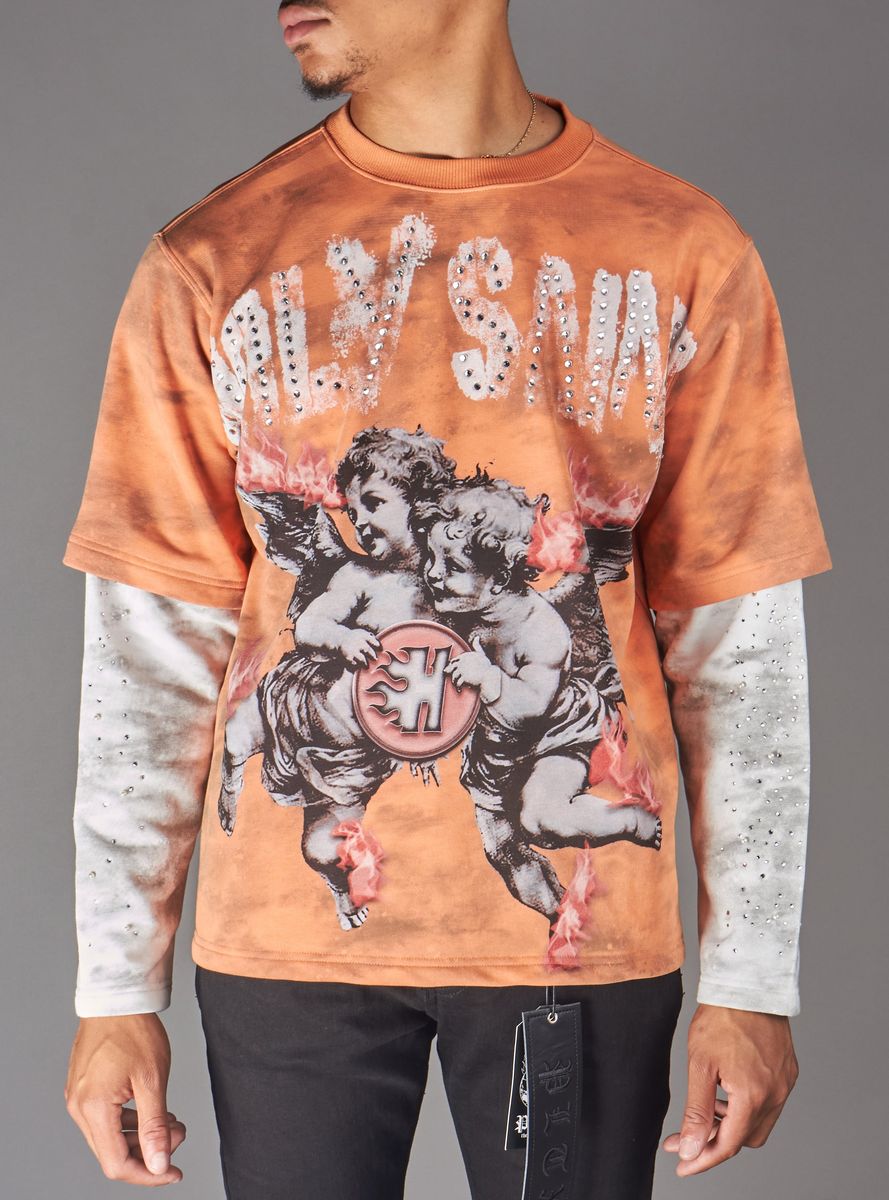 Thorn Longsleeve T-Shirt - Coral / Light Grey