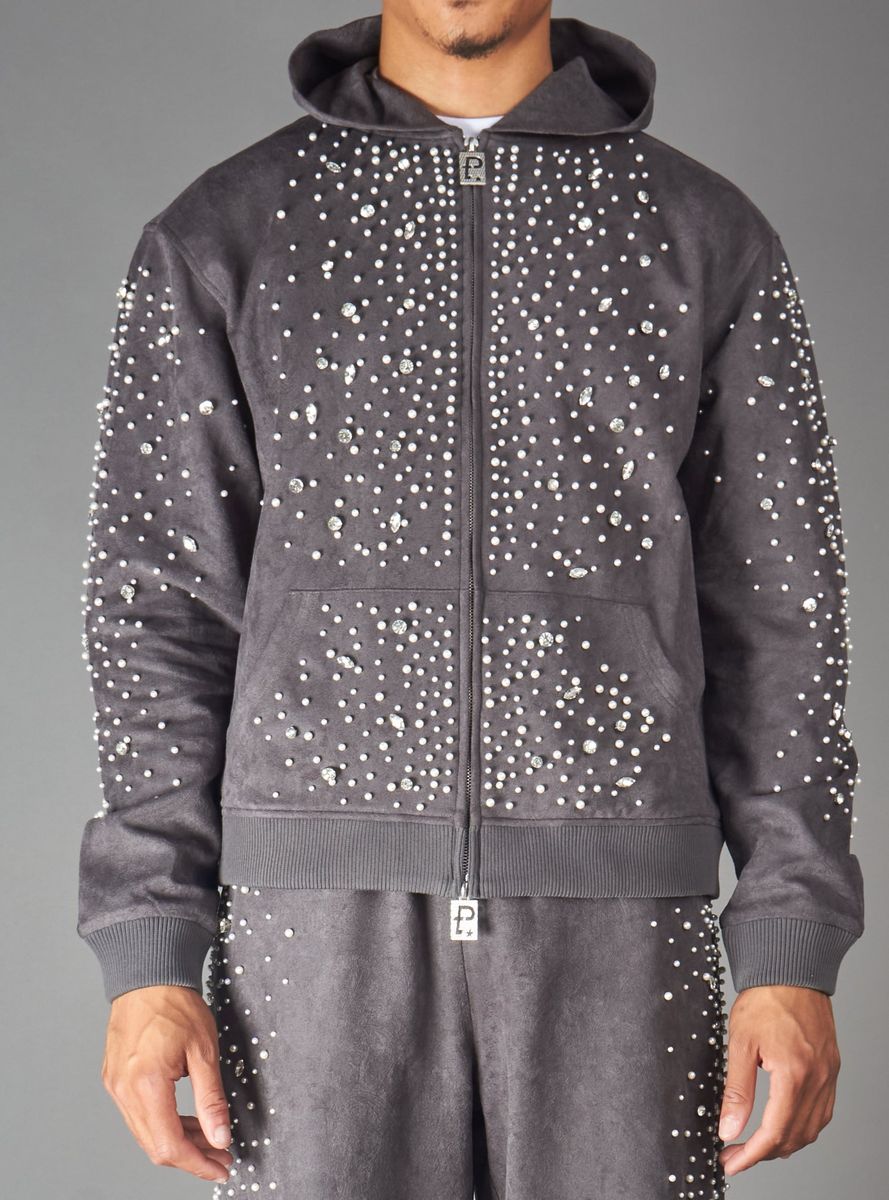 Luneth Hoodie Zip Up Jacket - Grey