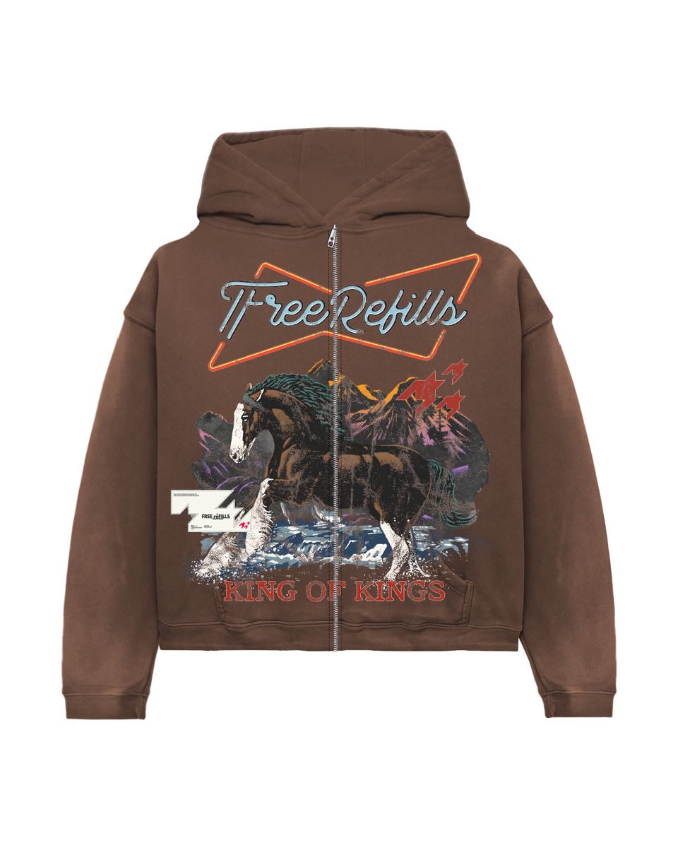 Kings Zip Up Hoodie - Brown