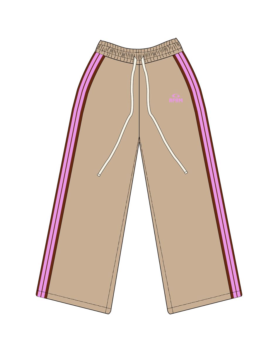 Color Block Stripe Sweatsuit - Cream / Pink
