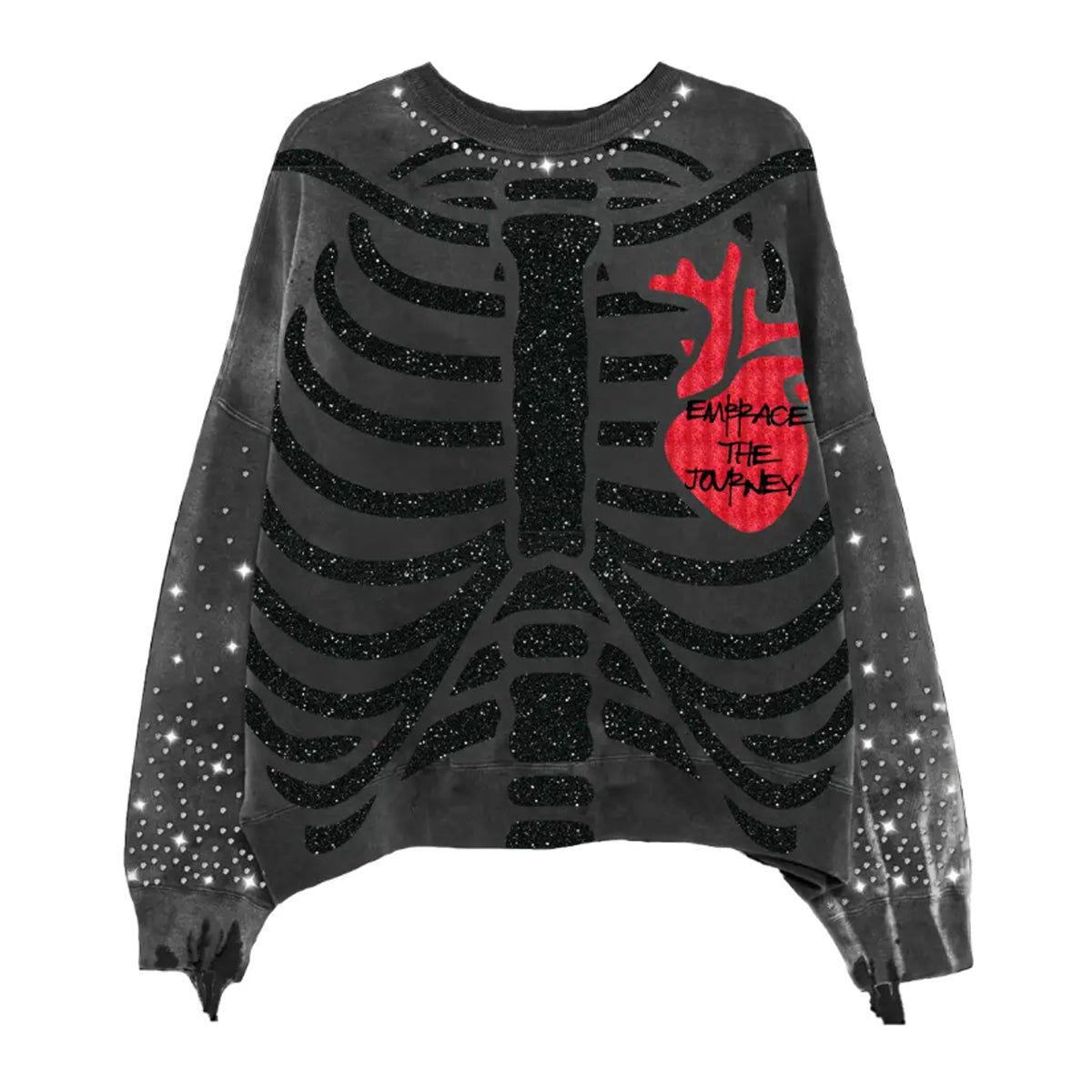 Heart. Crew Sweatshirt - Charcoal Washed