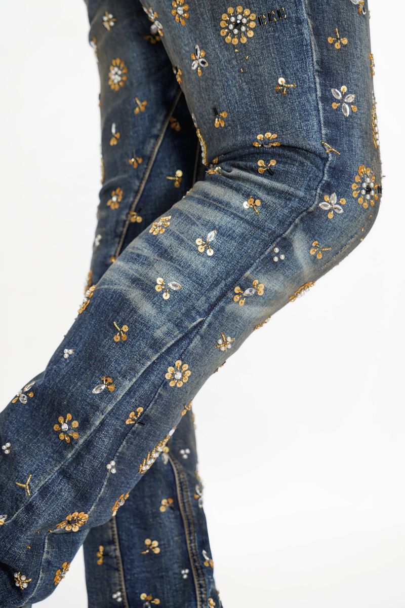 Shea Stacked Jeans - Dark Vintage Blue