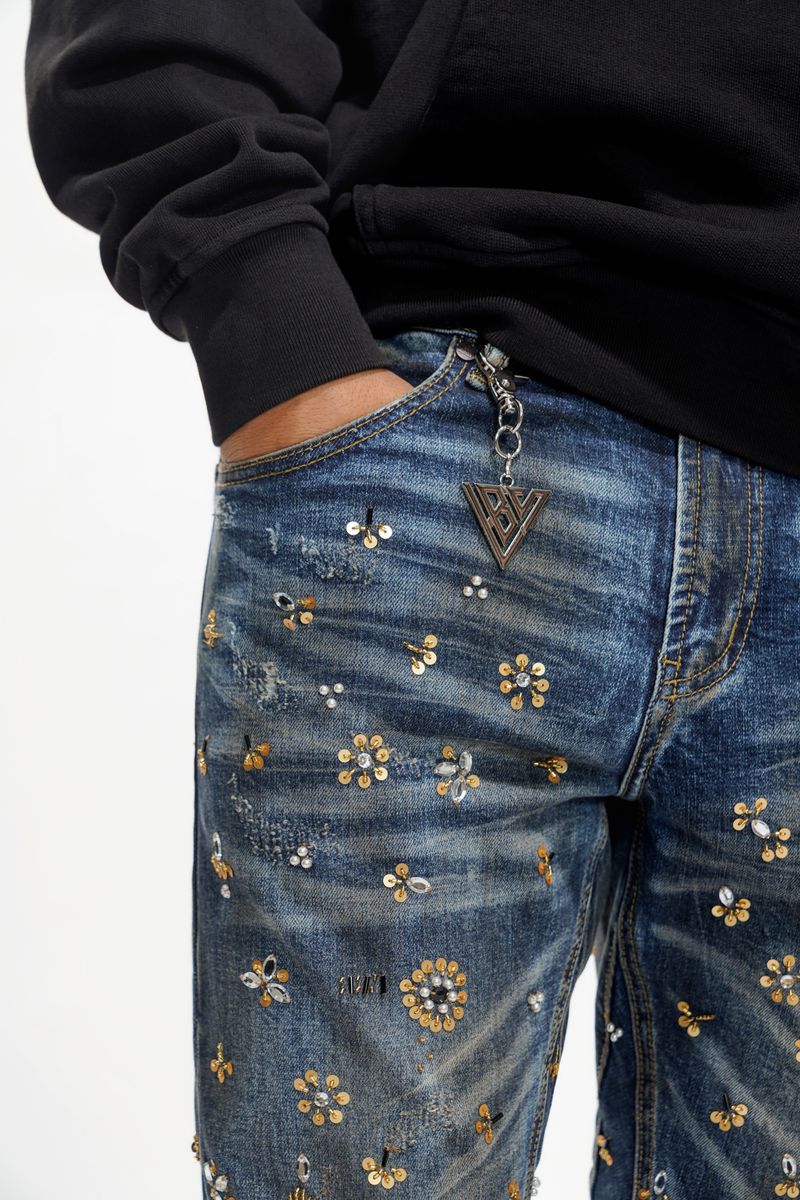 Shea Stacked Jeans - Dark Vintage Blue