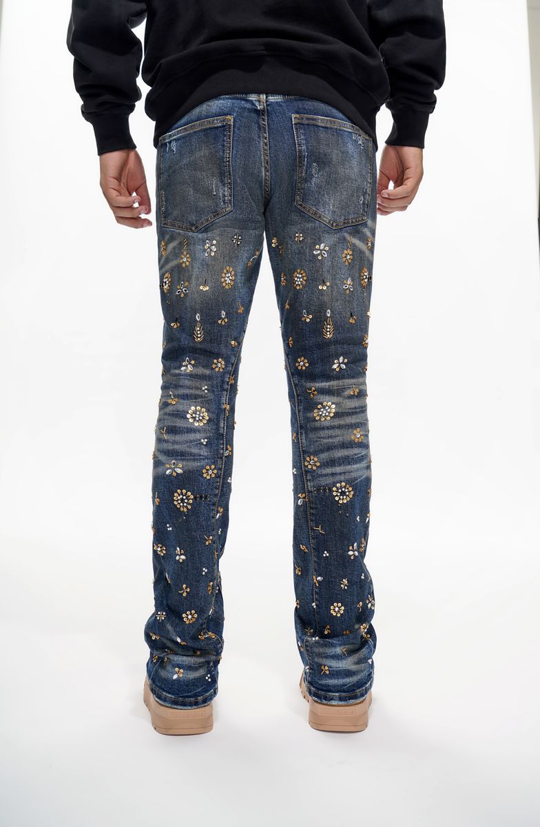 Shea Stacked Jeans - Dark Vintage Blue