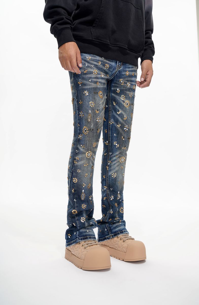 Shea Stacked Jeans - Dark Vintage Blue