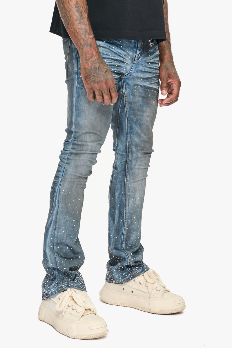 Astonish Stacked Jeans - Dark Dirty Blue