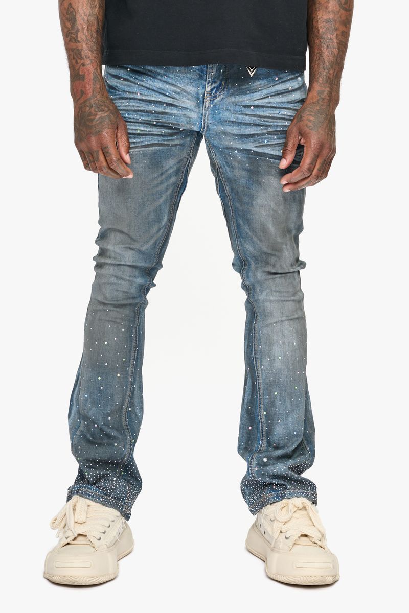 Astonish Stacked Jeans - Dark Dirty Blue