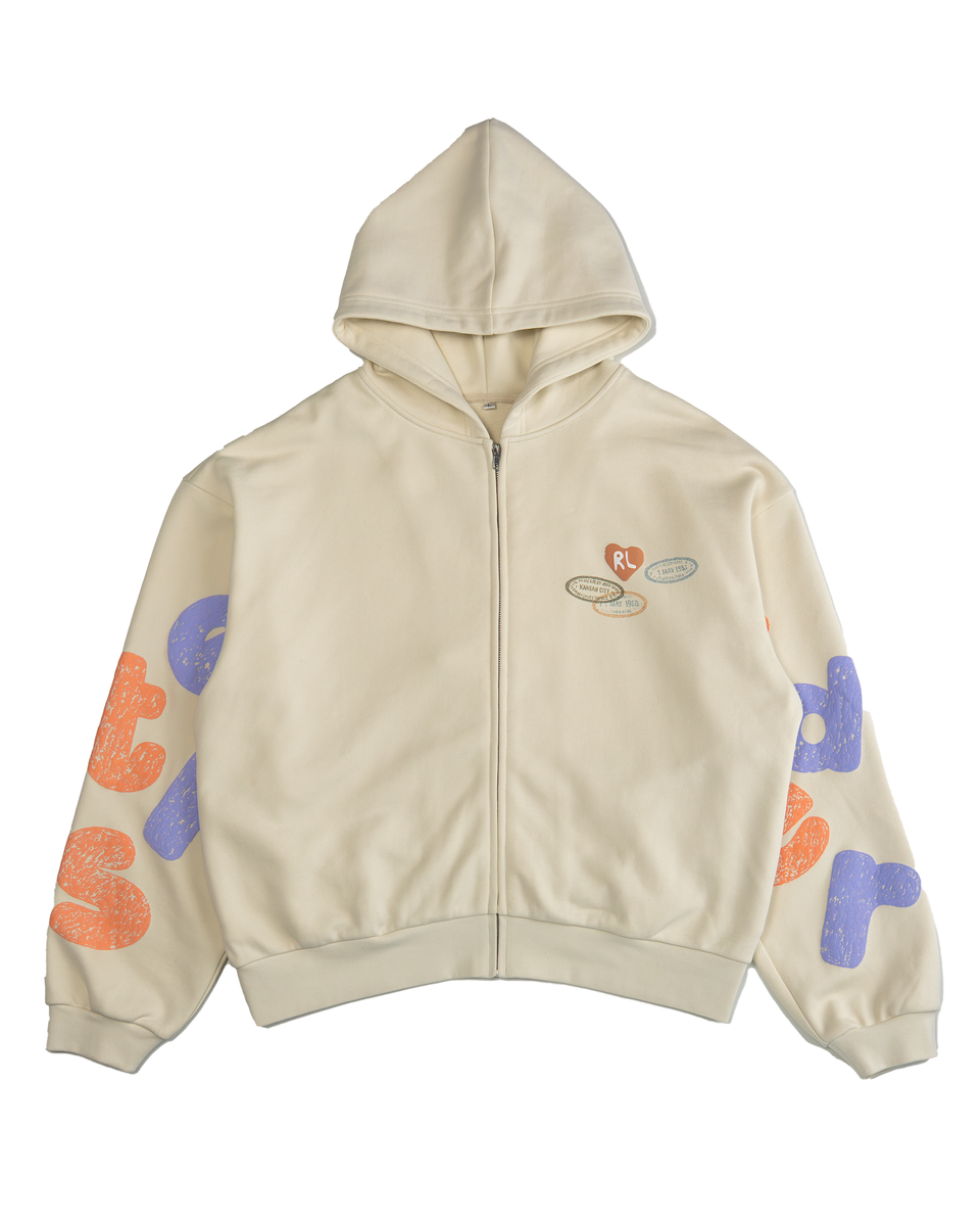 Where U Are Scattered Hoodie - Cream