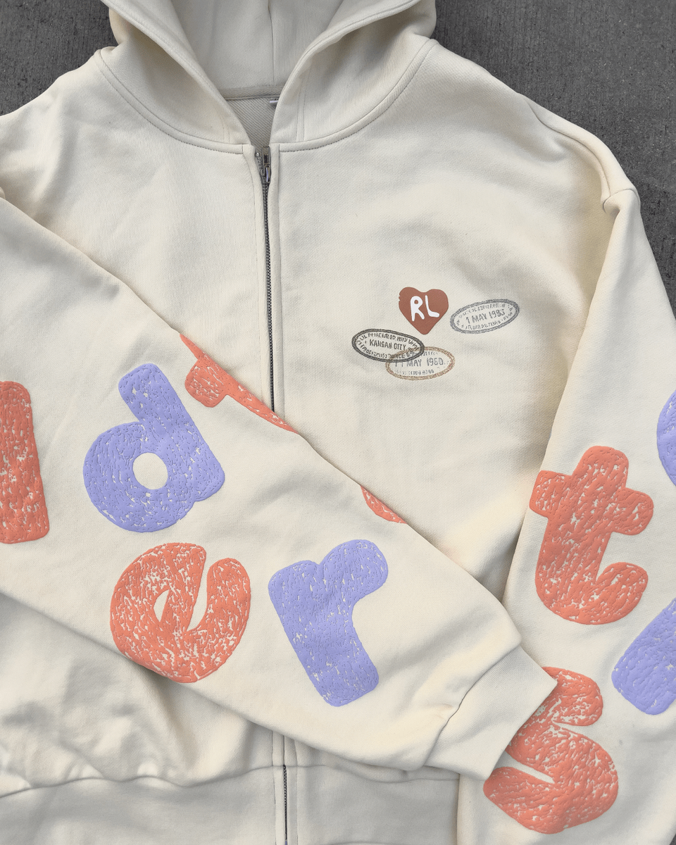 Where U Are Scattered Hoodie - Cream