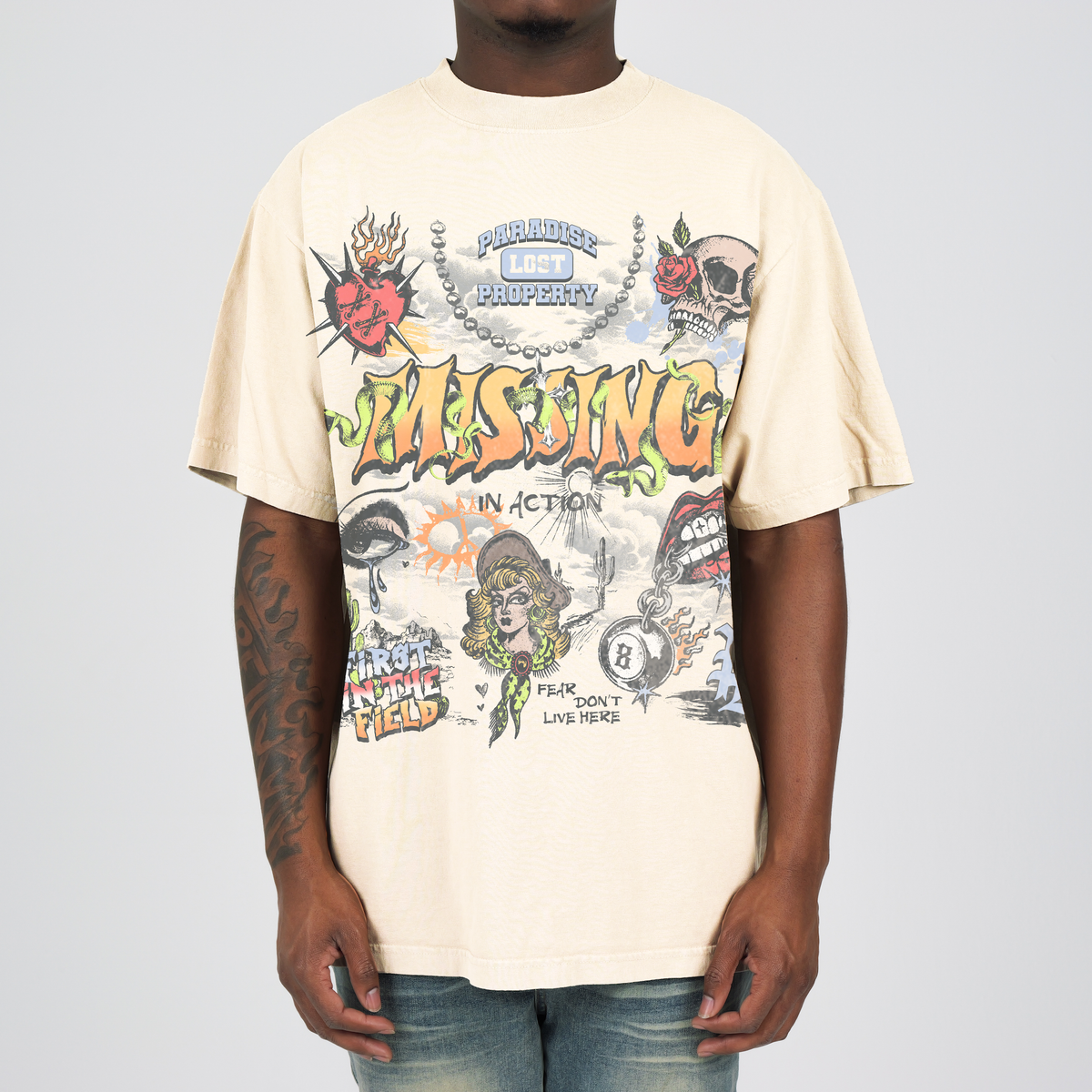 Graffiti Prem Tree T-Shirt - Cream