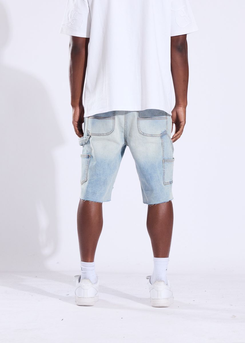 Lotus Denim Shorts - Light Blue