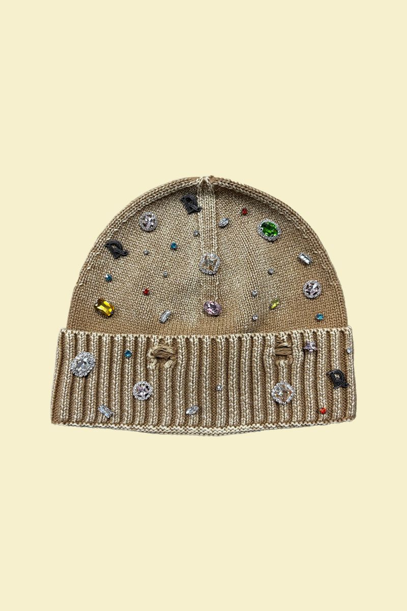 Gem Beanie - Tan Acid Wash