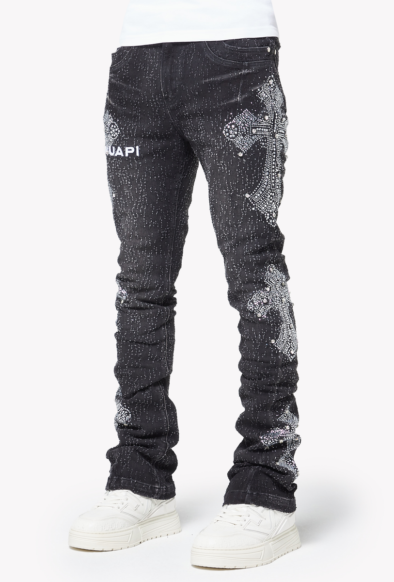 Distressed Cross Denim - Vintage Black