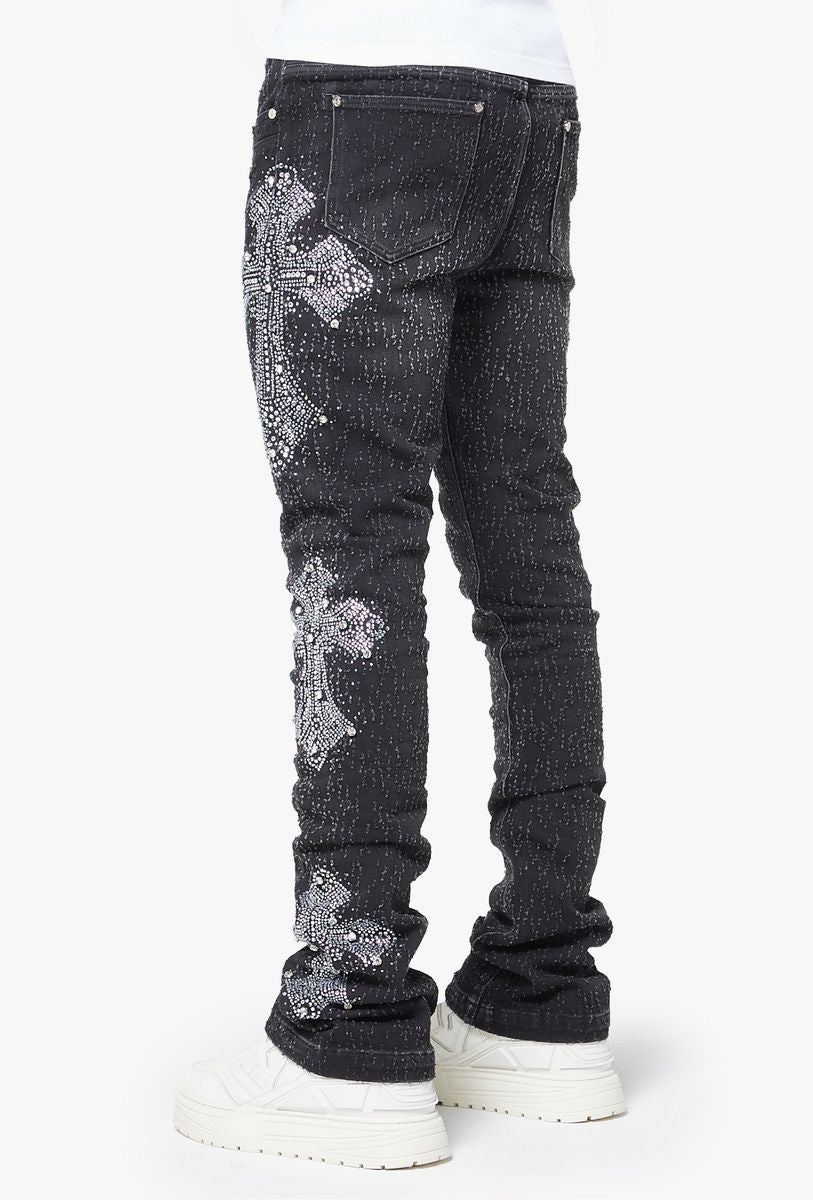 Distressed Cross Denim - Vintage Black
