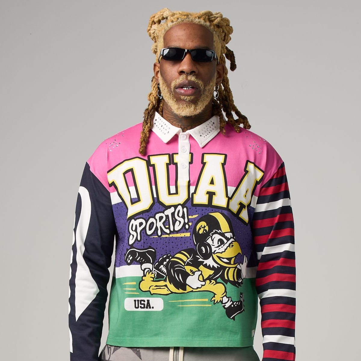 Sports Long Sleeve Polo - Pink