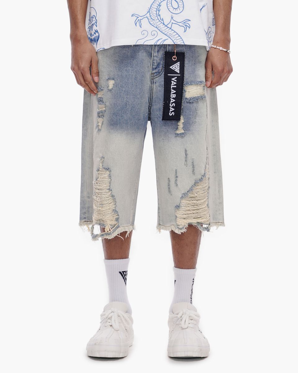 Fuse Denim Shorts - Light Blue Wash
