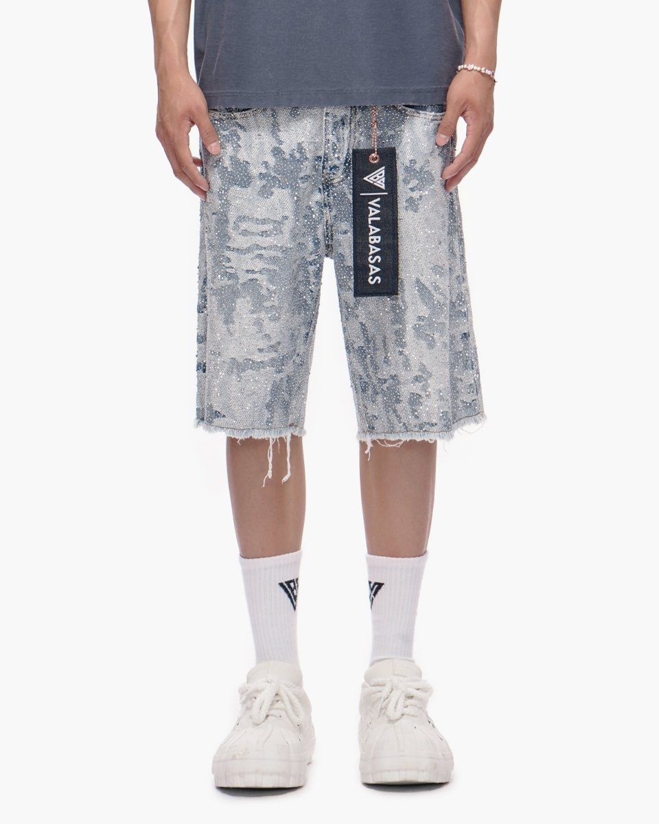 Vertigo Jean Shorts - Blue White
