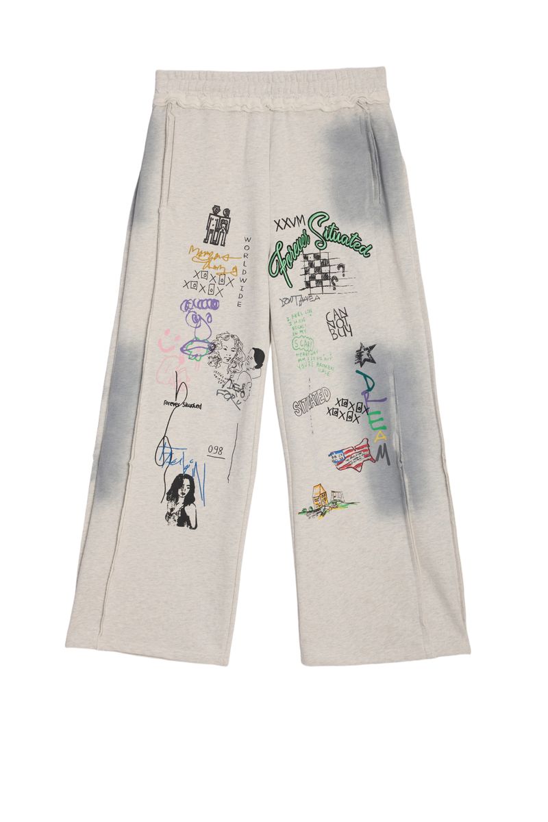 Situated All Over Print Sweatsuit - Heather Grey