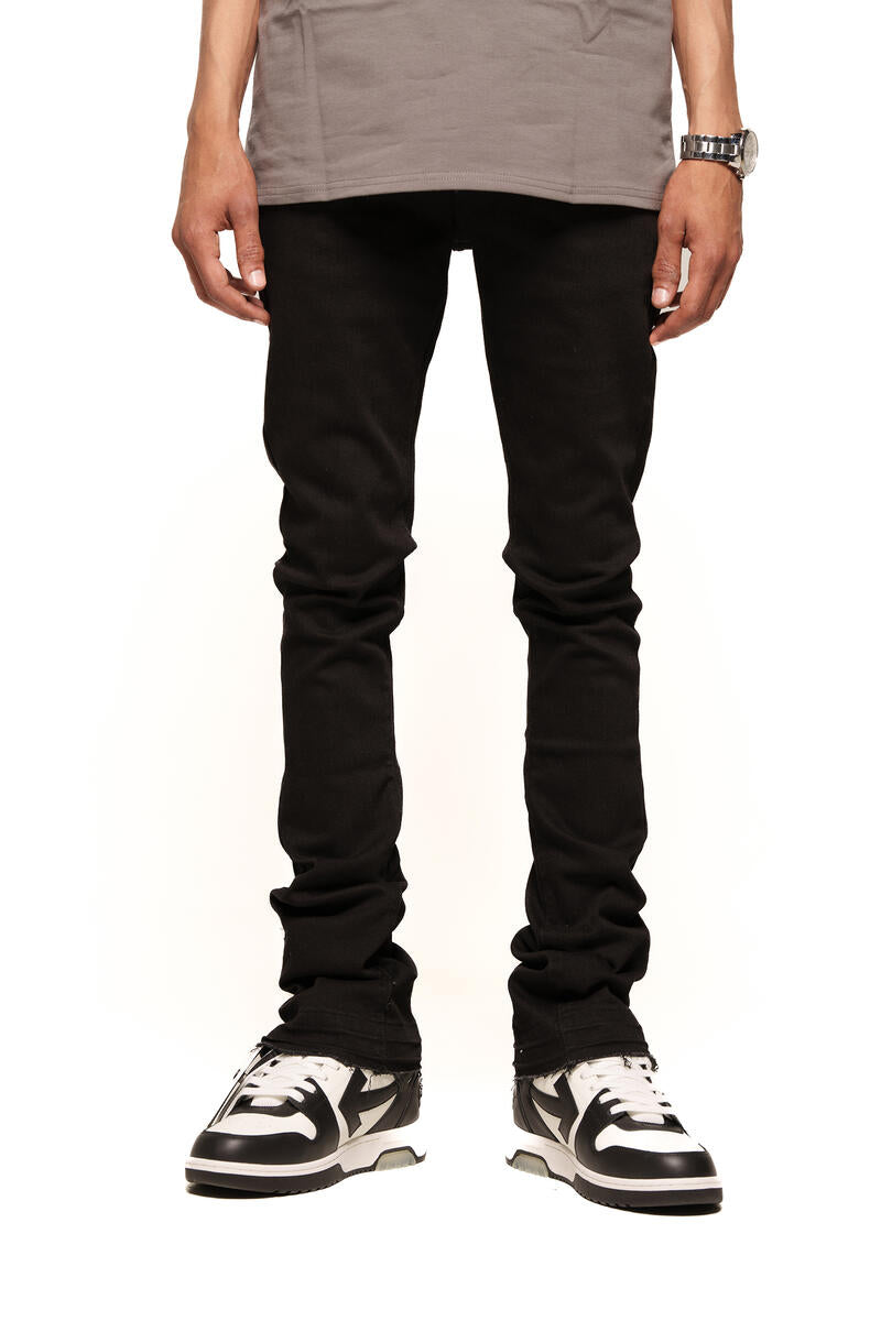 "EMOTIONALLY DRIVEN" FLARE STACK DENIM - JET BLACK