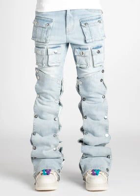 Aqua Blue Premium Denim - (Aqua Blue Stacked Premium Denim)