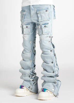 Aqua Blue Premium Denim - (Aqua Blue Stacked Premium Denim)