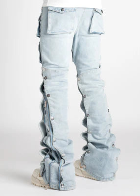 Aqua Blue Premium Denim - (Aqua Blue Stacked Premium Denim)