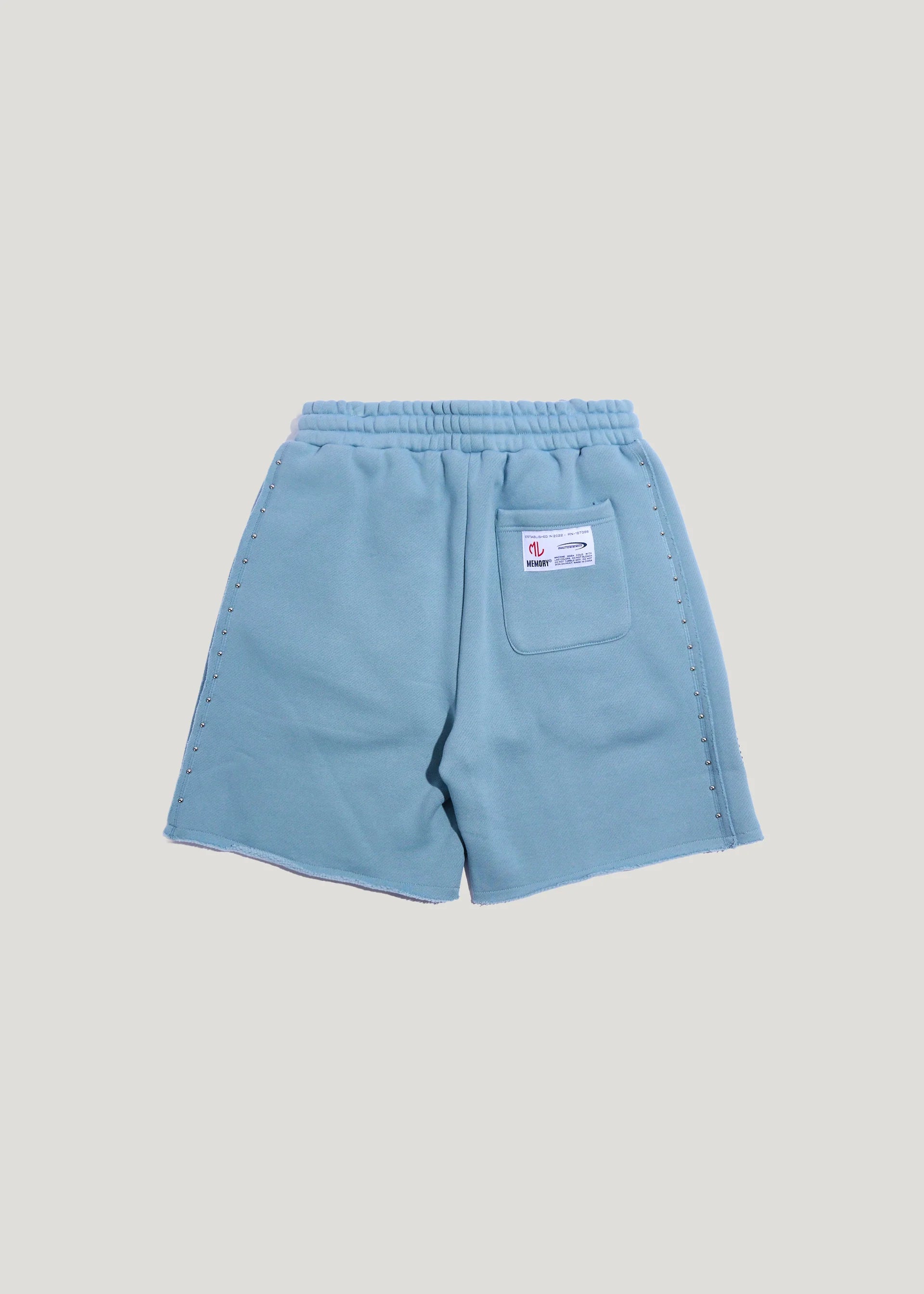 Studded Fleece Long Shorts - Slate Blue