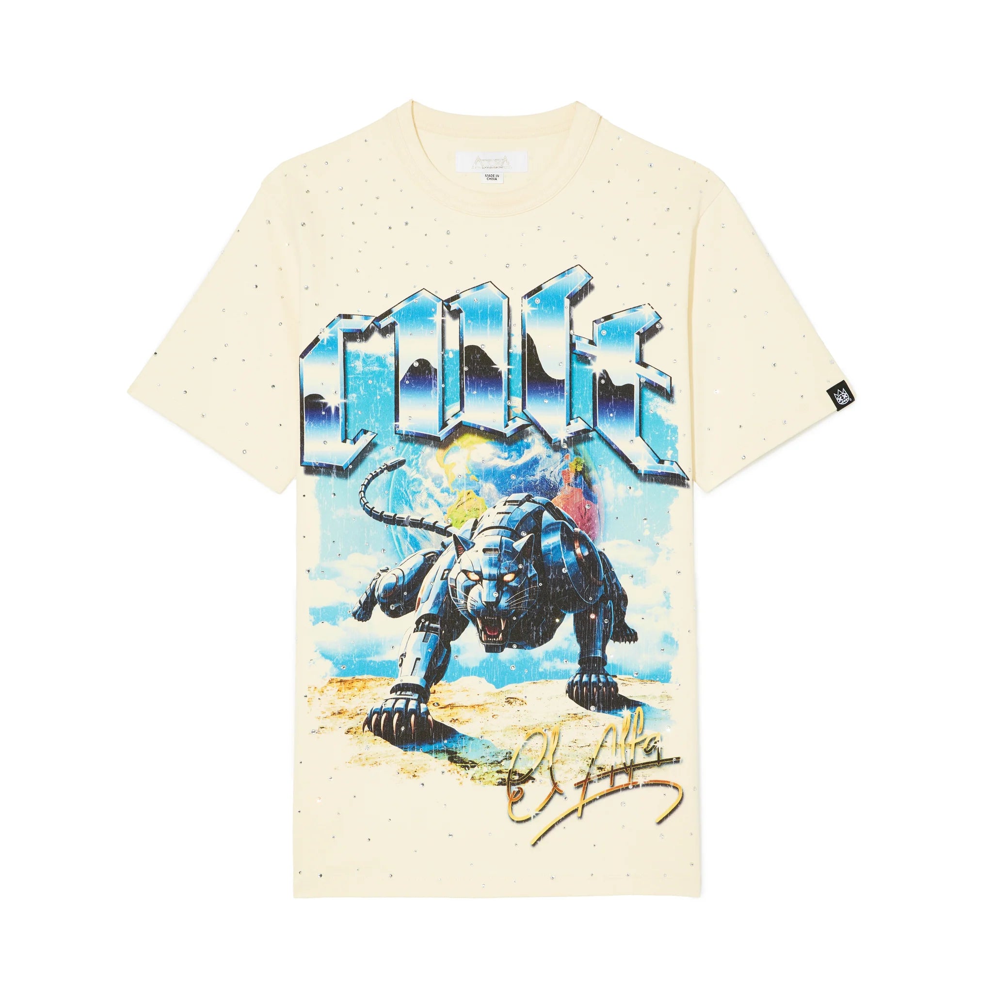 Cult x El Alfa Panther Short Sleeve Crew Neck T-Shirt - Winter White
